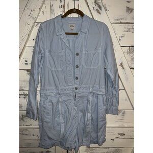 J. Crew Light Blue Chino Foundry Utility Romper Size 8 Long Sleeve Belted